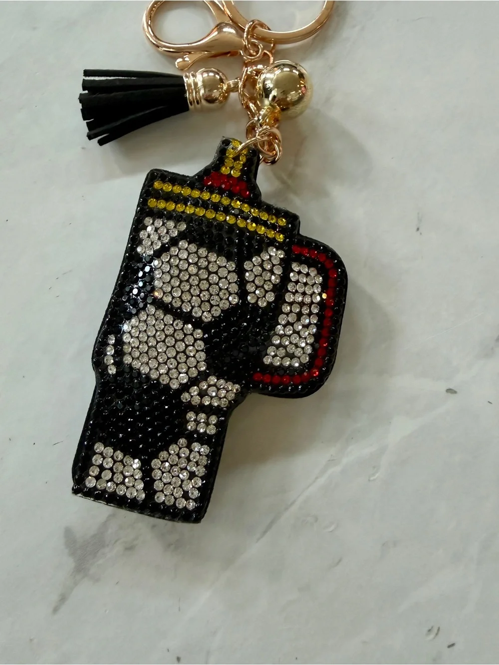 NWT Bling Puffy Rhinestone Soccer Tumbler Bag Charm / Keychain